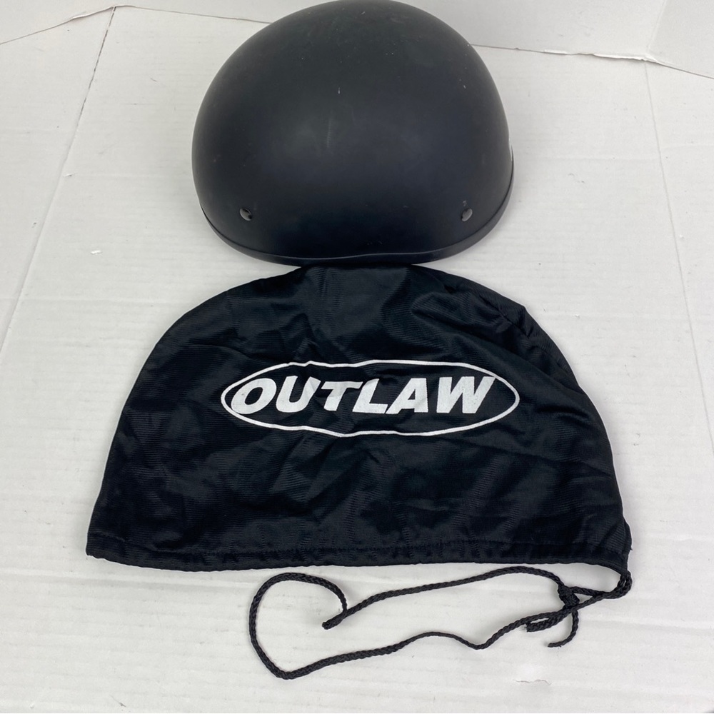 Outlaw Adult XL Skull Cap Helmet T-68 Black Matte O.G. Advanced DOT Motorcycle